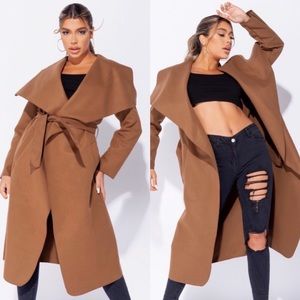 New Arrival!!! Oversized Belted Waterfall Coat